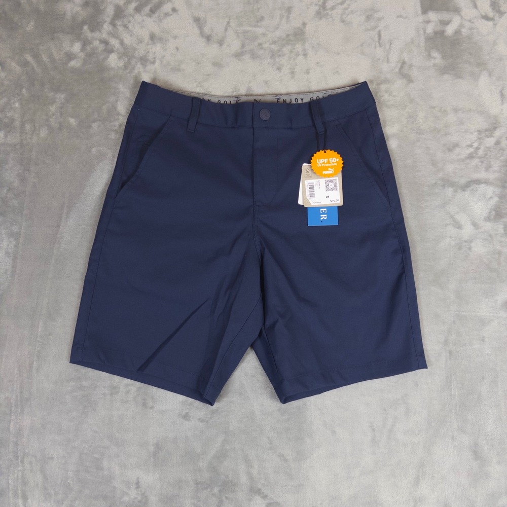 Puma Golf Dealer Shorts Mens 28 Navy Blue 8 Inch Inseam UPF 50+ New 537788 05